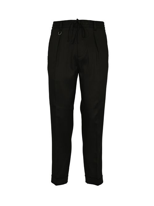 Pantalone in gabardina con coulisse Nero Paolo Pecora | B021 51839000
